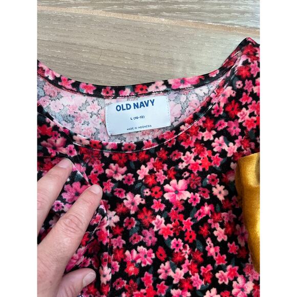 Old Navy Girls Dress Bundle Sz L 10-12 Velvet Gold & Red Floral Y2K Coquette - Picture 3 of 5